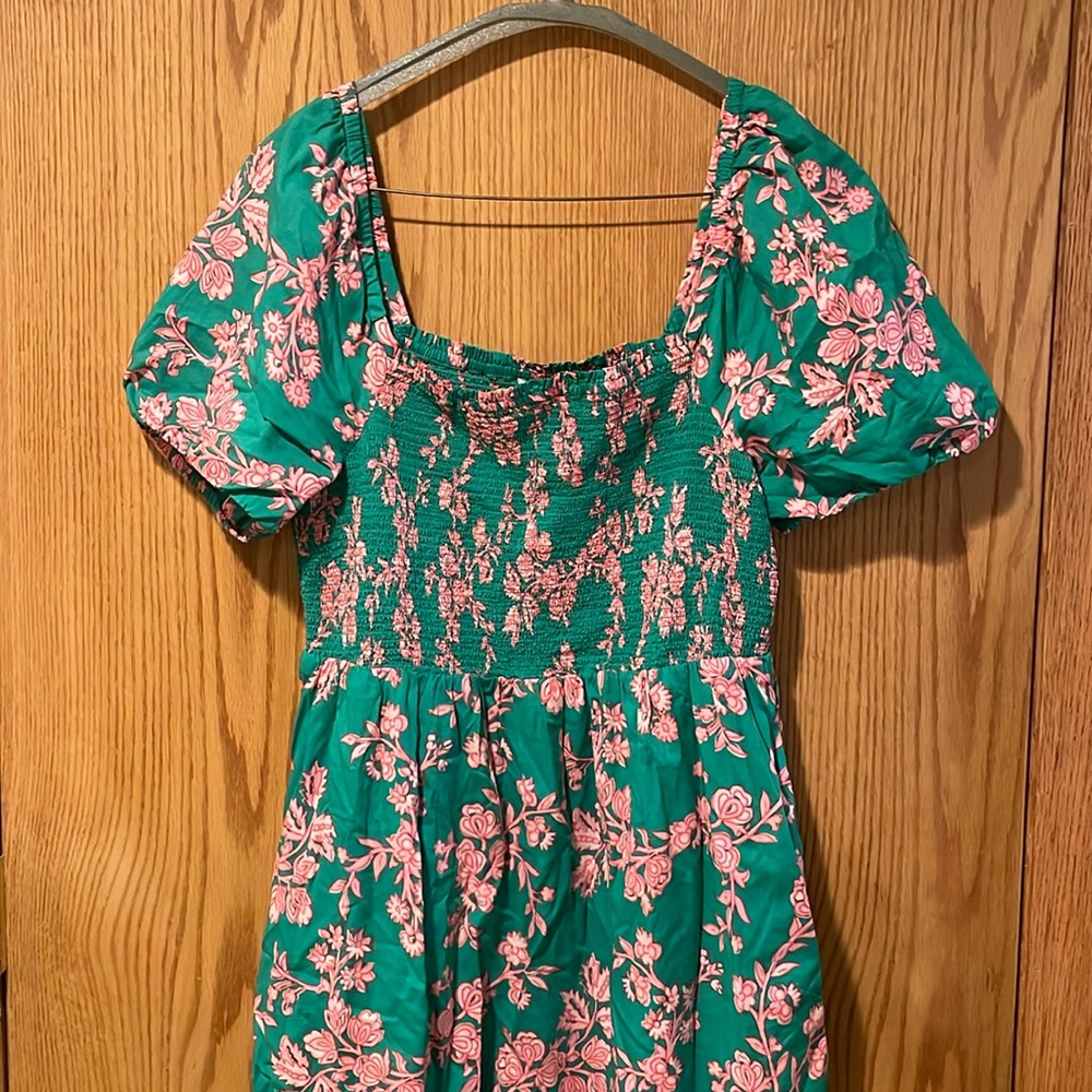 Floral Green Woman Dress